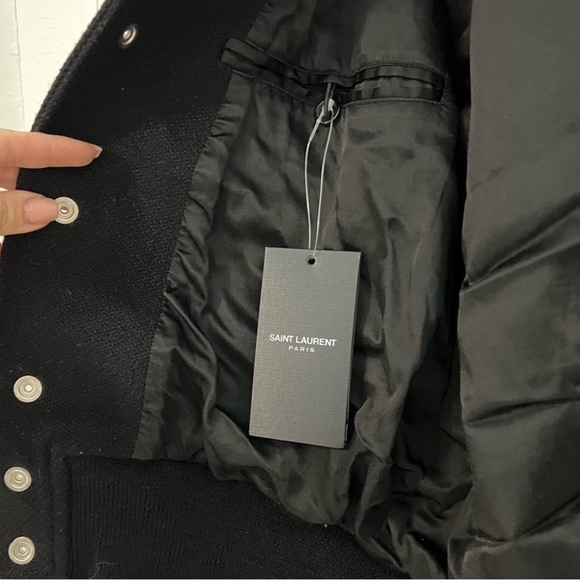 IVES SAINT LAURENT NWT Bomber Wool-blend Black & White jacket - Picture 10 of 10